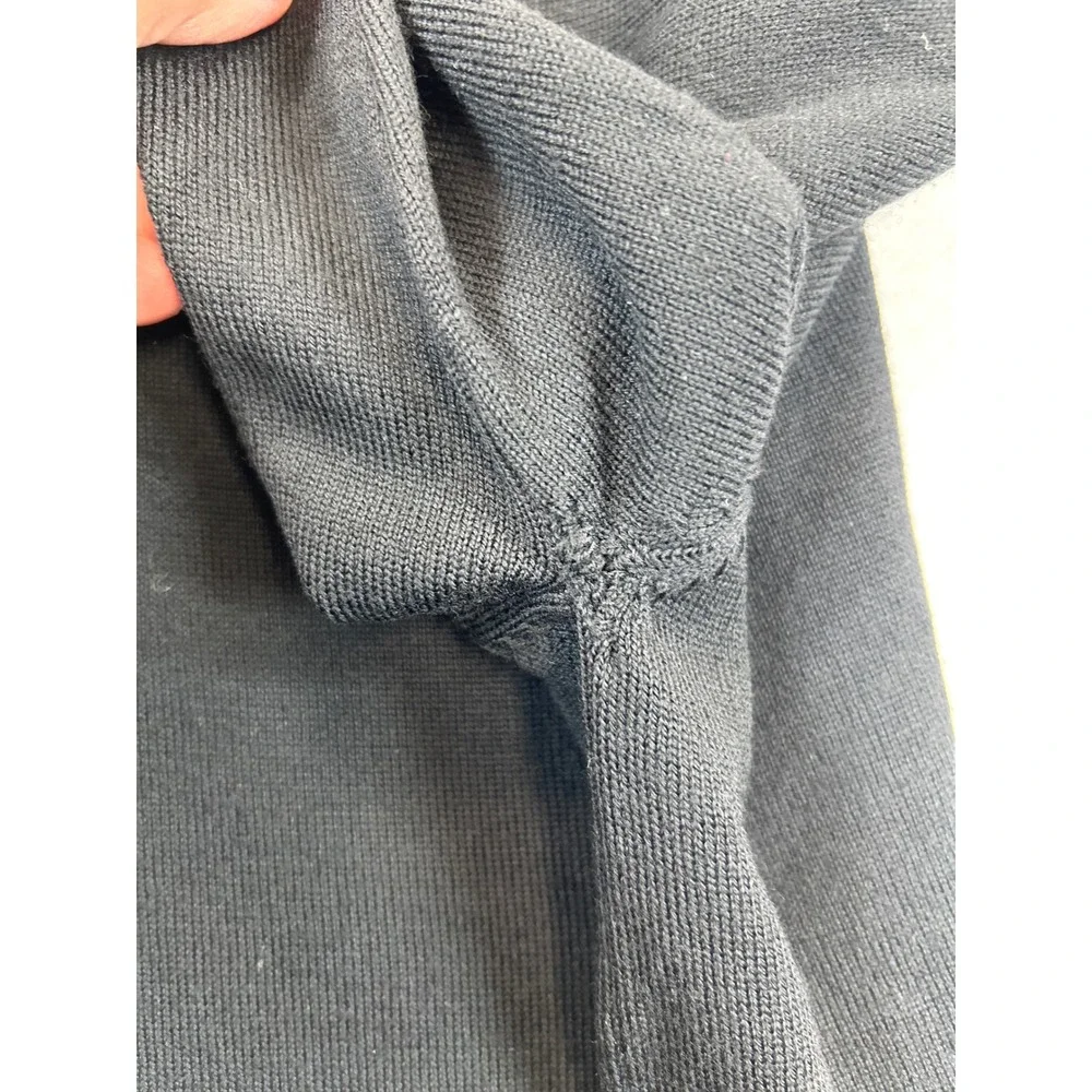 Banana Republic Sweater Mens L Black Mock Neck Merino Wool‎ Good Italian Knit